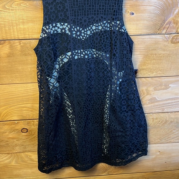 RVCA Black Sleeveless Lace Dress‎ Mini Cocktail Party Event Elegant Layering Md - Picture 2 of 9